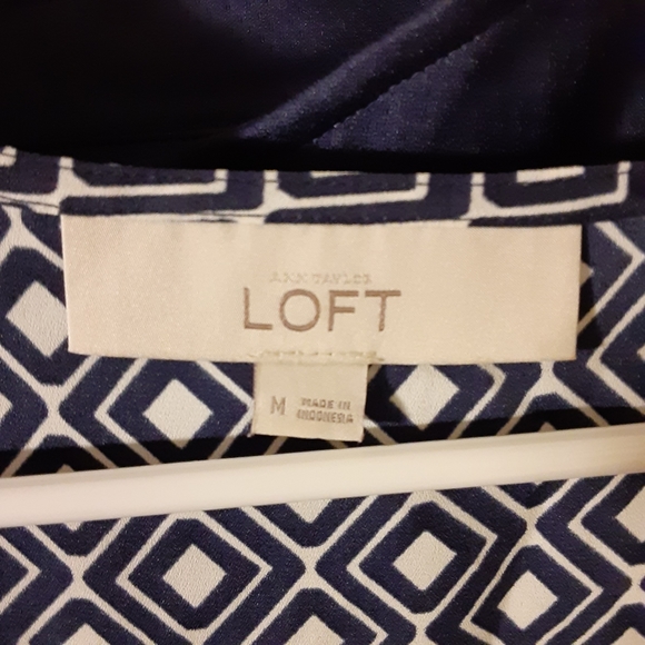 LOFT navy&white diamond print sleeveless top med - Picture 6 of 6